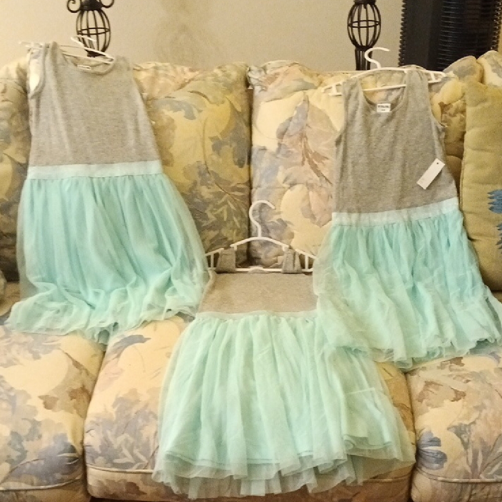 Kids Casual Dress in Gray and Mint